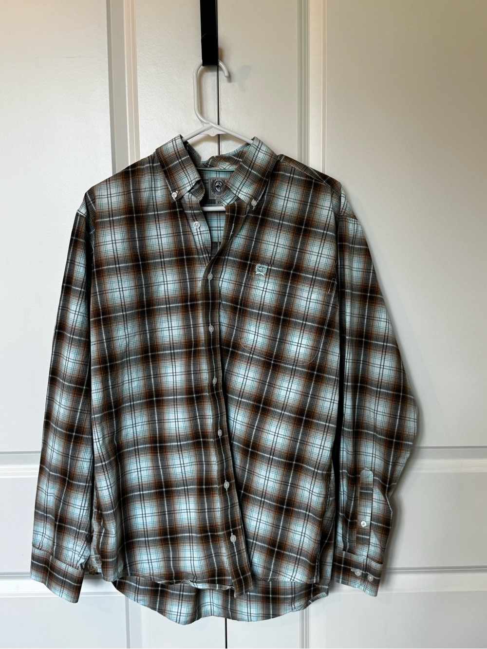 Men's Cinch Plaid Button-Down Western Shirt - Size XS